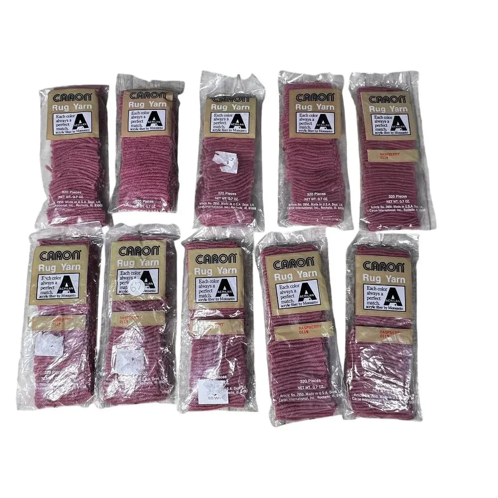 CARON Vintage Rug Yarn Raspberry 0119 Lot 10 Packs Acrilan Acrylic 320 Pieces